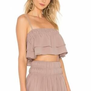 NWT Tularosa Stella Tiered Crop Top Mauve Nude Off Shoulder Revolve Size M